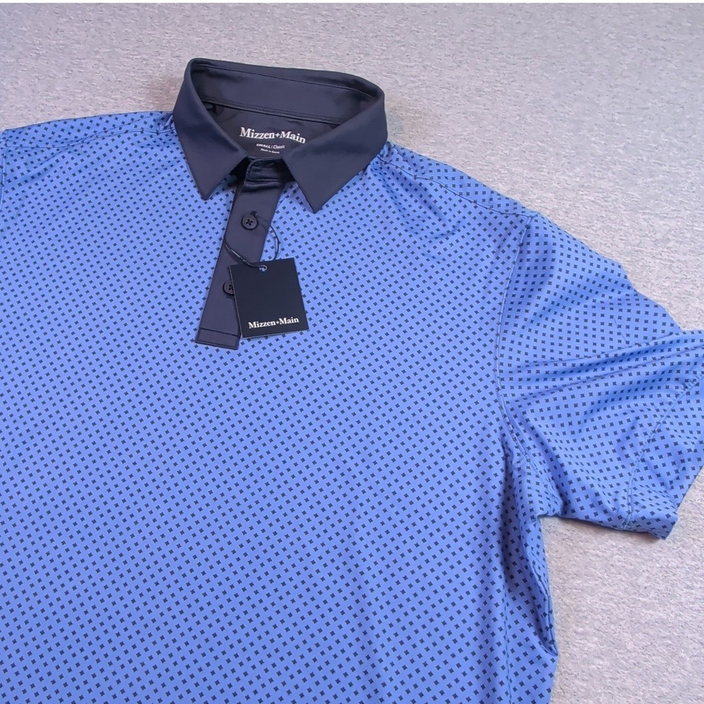 Mizzen+Main Versa SS Polo Provence Geo Print Blue Mens Small Classic 1KS-1018